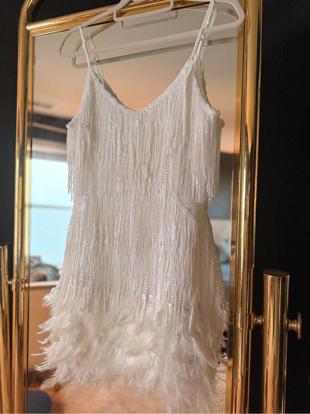 Mew Mews White Fringe & Feather Mini Dress - Picture 4 of 9